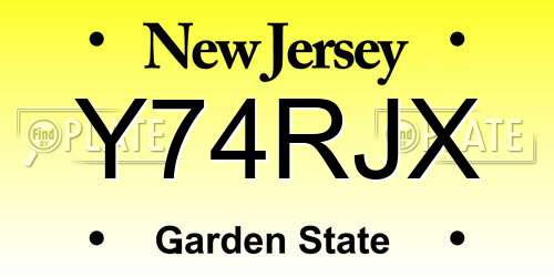 Y74RJX New Jersey License Plate