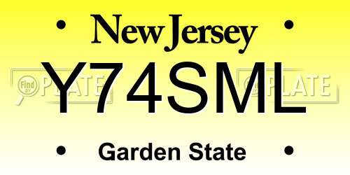 Y74SML New Jersey License Plate