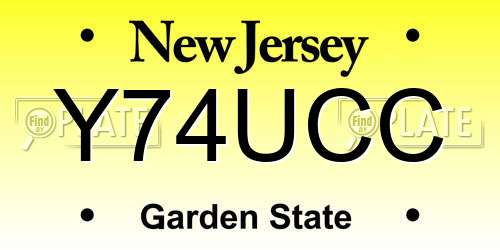 Y74UCC New Jersey License Plate