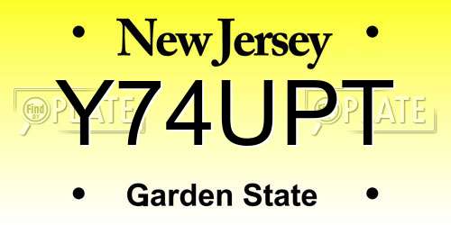 Y74UPT New Jersey License Plate