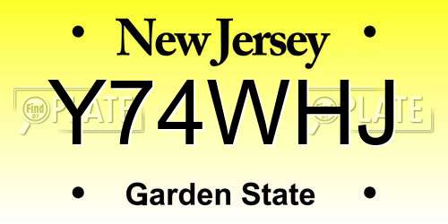 Y74WHJ New Jersey License Plate