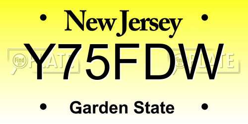 Y75FDW New Jersey License Plate