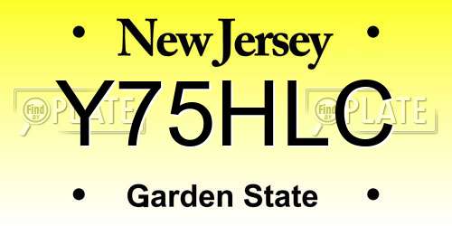 Y75HLC New Jersey License Plate