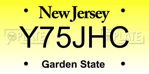 Y75JHC New Jersey License Plate