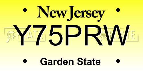 Y75PRW New Jersey License Plate