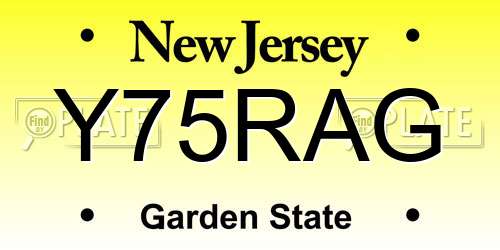 Y75RAG New Jersey License Plate