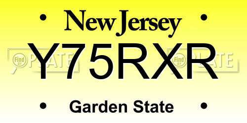 Y75RXR New Jersey License Plate