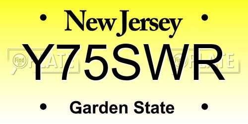 Y75SWR New Jersey License Plate