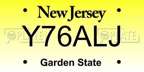 Y76ALJ New Jersey License Plate