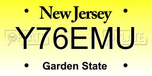 Y76EMU New Jersey License Plate