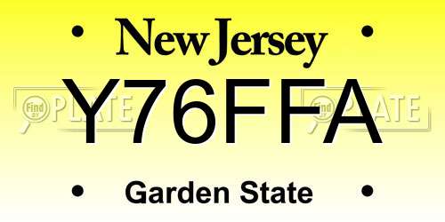 Y76FFA New Jersey License Plate