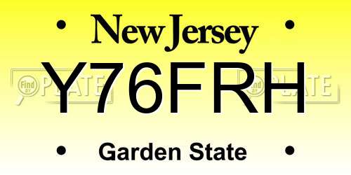Y76FRH New Jersey License Plate