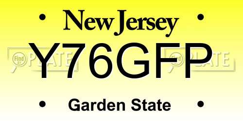 Y76GFP New Jersey License Plate