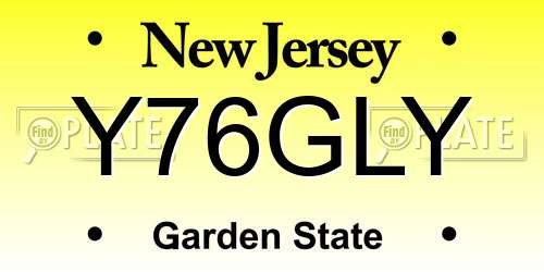 Y76GLY New Jersey License Plate
