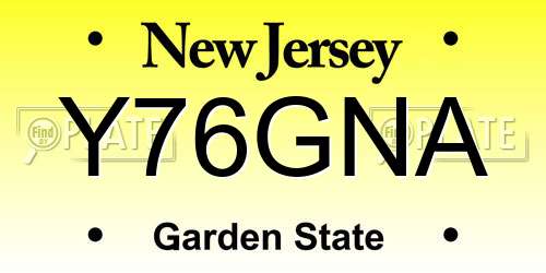 Y76GNA New Jersey License Plate