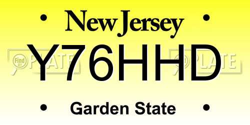 Y76HHD New Jersey License Plate
