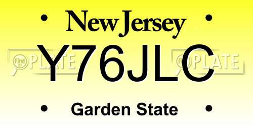Y76JLC New Jersey License Plate