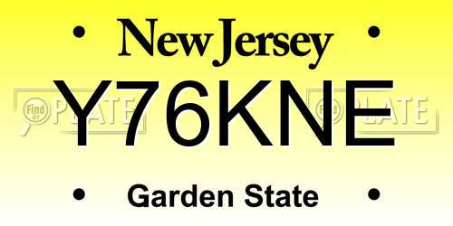 Y76KNE New Jersey License Plate