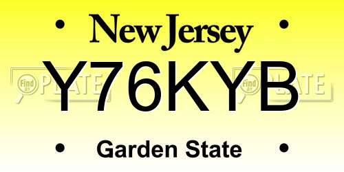 Y76KYB New Jersey License Plate