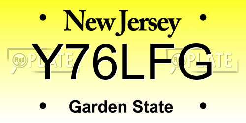 Y76LFG New Jersey License Plate
