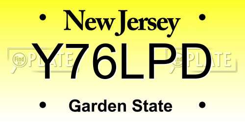 Y76LPD New Jersey License Plate