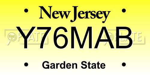 Y76MAB New Jersey License Plate