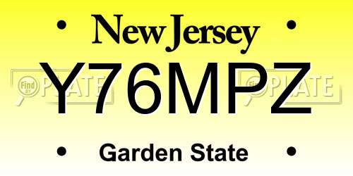 Y76MPZ New Jersey License Plate