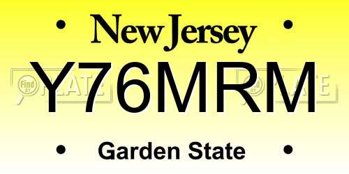 Y76MRM New Jersey License Plate