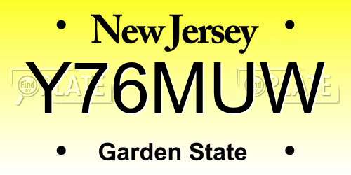 Y76MUW New Jersey License Plate