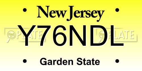 Y76NDL New Jersey License Plate