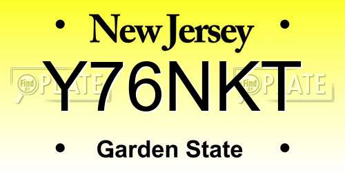 Y76NKT New Jersey License Plate
