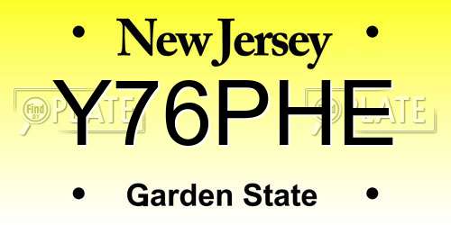 Y76PHE New Jersey License Plate