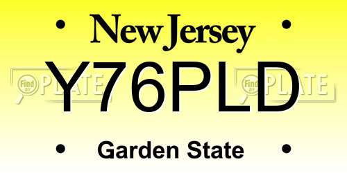 Y76PLD New Jersey License Plate