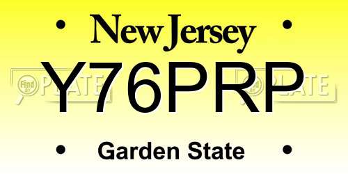 Y76PRP New Jersey License Plate