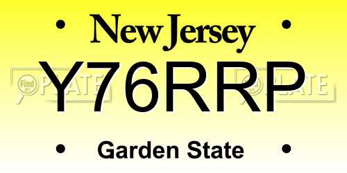 Y76RRP New Jersey License Plate