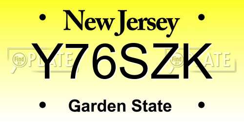 Y76SZK New Jersey License Plate