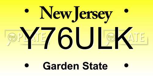 Y76ULK New Jersey License Plate