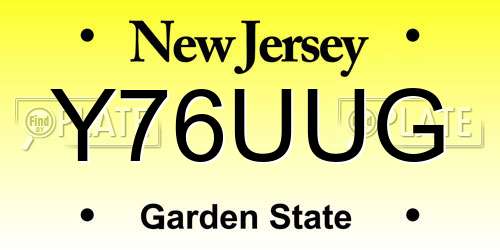 Y76UUG New Jersey License Plate