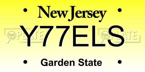 Y77ELS New Jersey License Plate