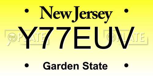 Y77EUV New Jersey License Plate