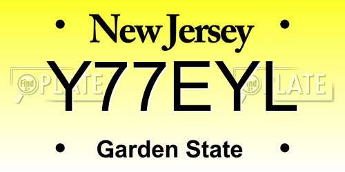 Y77EYL New Jersey License Plate