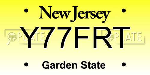 Y77FRT New Jersey License Plate
