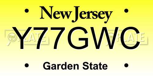 Y77GWC New Jersey License Plate