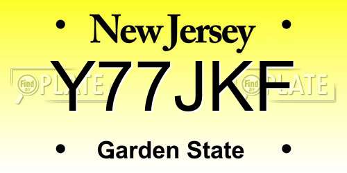 Y77JKF New Jersey License Plate