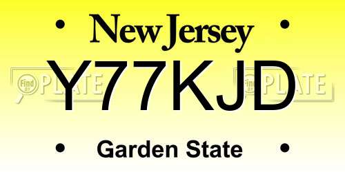 Y77KJD New Jersey License Plate