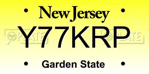 Y77KRP New Jersey License Plate