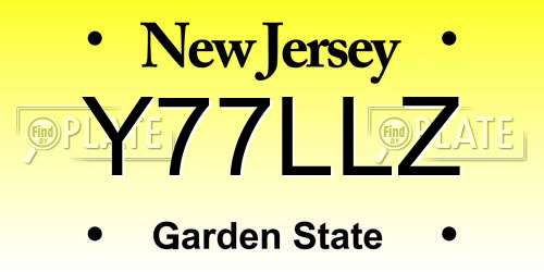 Y77LLZ New Jersey License Plate