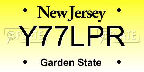 Y77LPR New Jersey License Plate