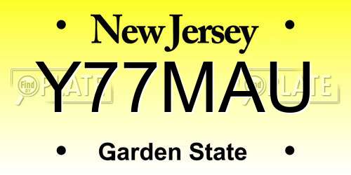 Y77MAU New Jersey License Plate