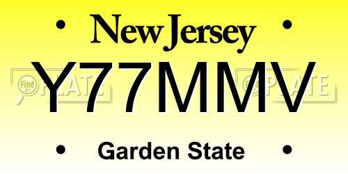Y77MMV New Jersey License Plate